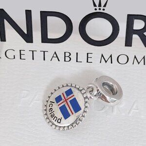 Pandora Iceland Flag Dangle Charm Exclusive Travel Destination S925 Silver